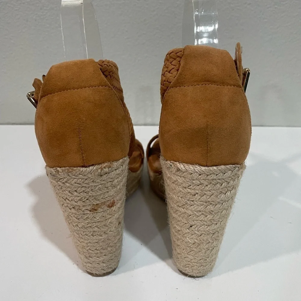 CHARLOTTE RUSSE tan braided open toe platform wedge size 8